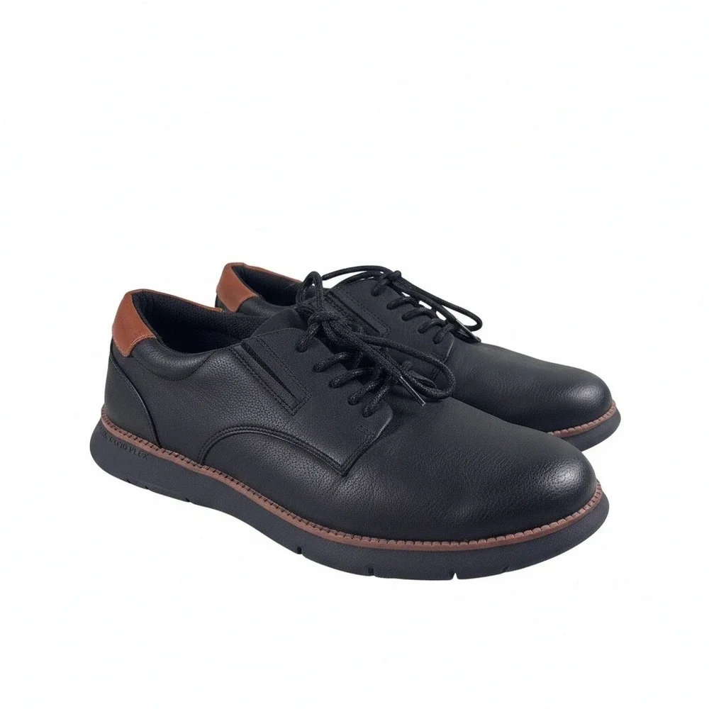 Dr Scholl's Mens Black Leather Lace Up Oxford Dress Shoes Synergy Oxfd Size 10.5